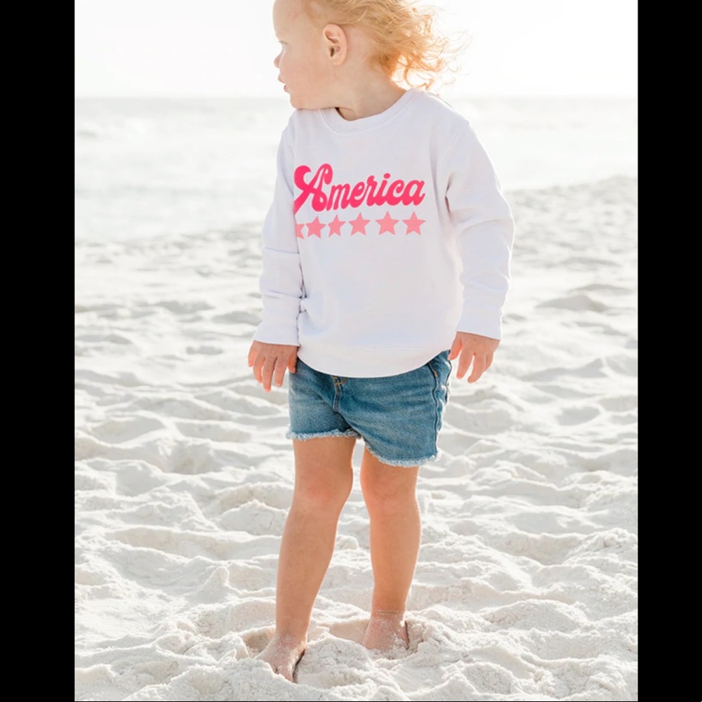 Pink Lily Kids America Stars Hot Pink and Pink White Graphic Sweatshirt NWT